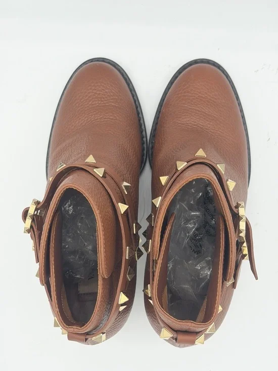 Valentino Brown Leather Rockstud Block Heel
Ankle Boots Size 7/ EU 37 - Picture 5 of 12